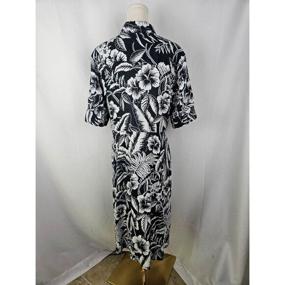 Lauren Ralph Lauren Linen Shirt Midi Dress Size 16W Black & White Self-Tie Waist - Picture 7 of 13